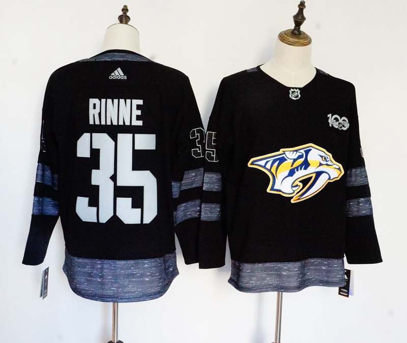 Nashville Predators RINNE #35 Black 100th Anniversary NHL Jersey