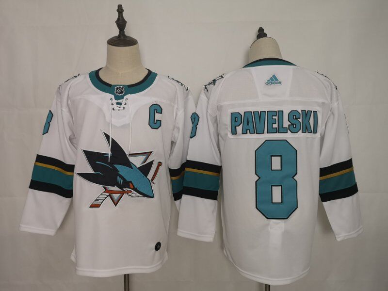 San Jose Sharks PAVELSKI #8 White NHL Jersey