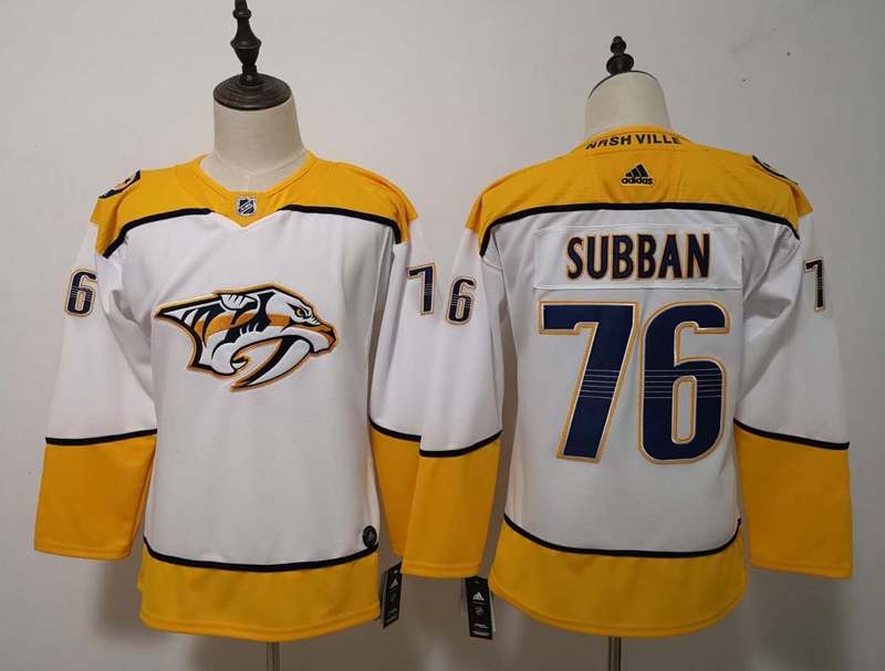 Nashville Predators SUBBAN #76 White Women NHL Jersey