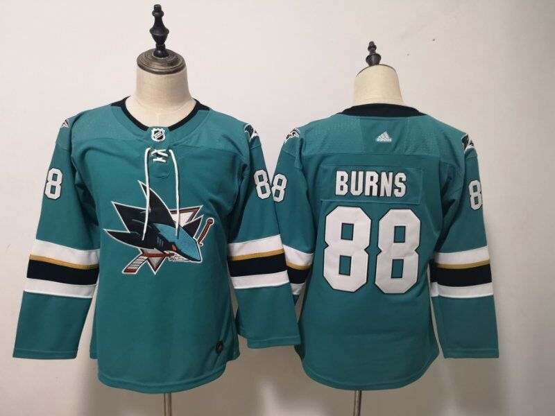 San Jose Sharks BURNS #88 Green Women NHL Jersey