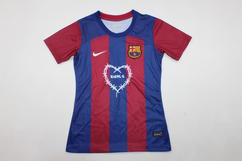 Thailand Quality(AAA) 23/24 Barcelona Home Women Soccer Jersey Sponsor