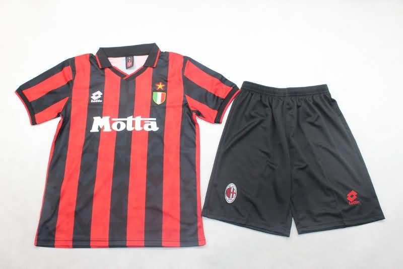 1993/94 AC Milan Home Kids Soccer Jersey And Shorts