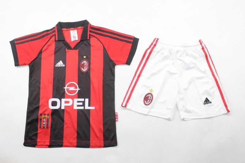 1998/00 AC Milan Home Kids Soccer Jersey And Shorts