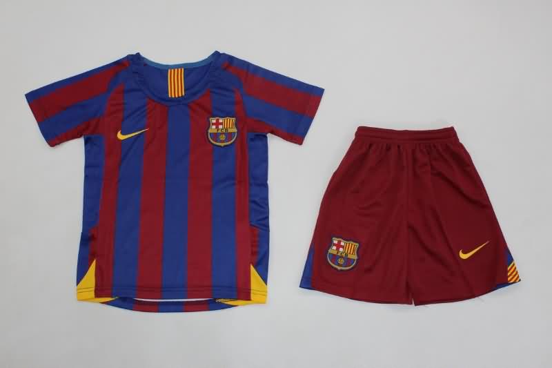 2005/06 Barcelona Home Kids Soccer Jersey And Shorts