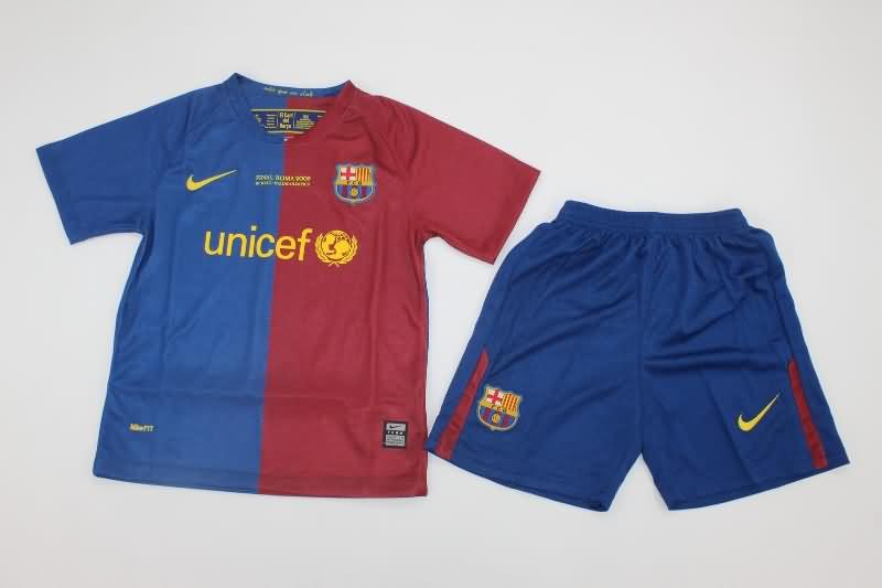 2008/09 Barcelona Home Final Kids Soccer Jersey And Shorts