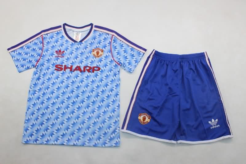 1990/92 Manchester United Away Kids Soccer Jersey And Shorts