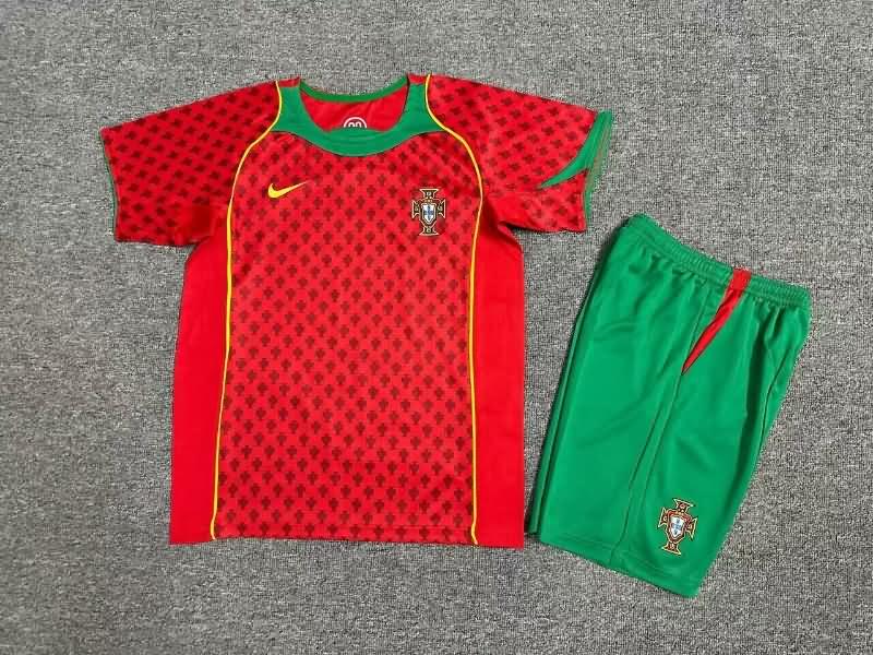 2004 Portugal Home Kids Soccer Jersey And Shorts