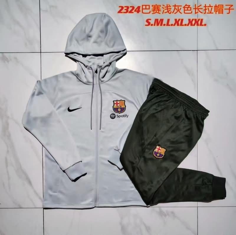 Kids - Thailand Quality(AAA) 23/24 Barcelona Grey Soccer Tracksuit 02
