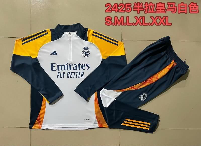 Thailand Quality(AAA) 23/24 Real Madrid White Soccer Tracksuit 09