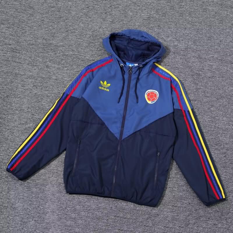 Thailand Quality(AAA) 2024 Colombia Dark Blue Soccer Windbreaker