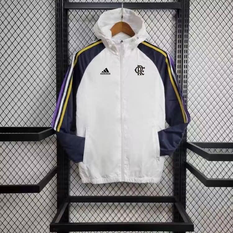 Thailand Quality(AAA) 2024 Flamengo White Soccer Windbreaker