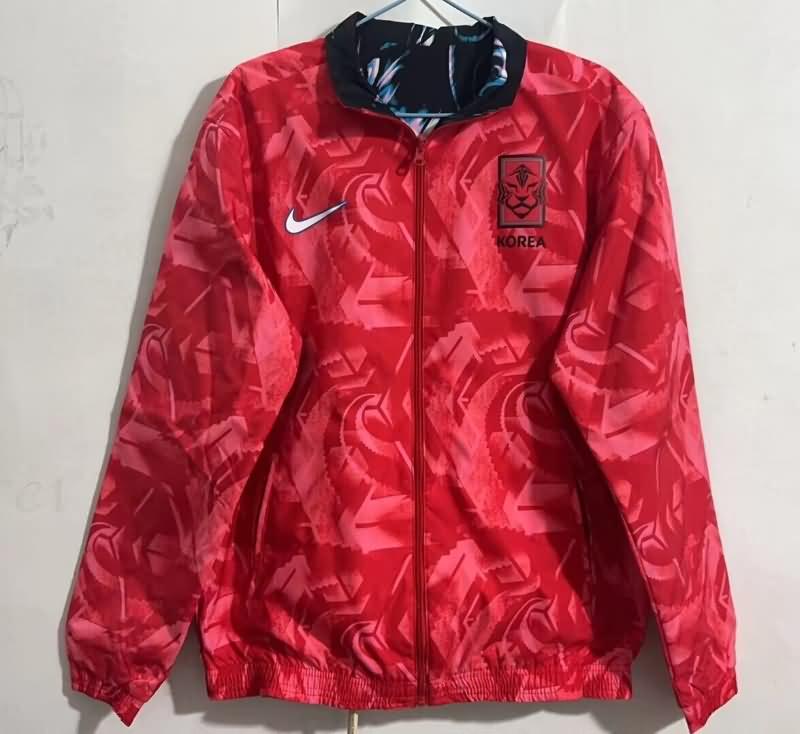 Thailand Quality(AAA) 2024 Korea Red Black Reversible Soccer Windbreaker