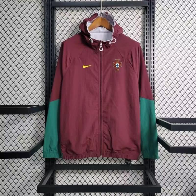 Thailand Quality(AAA) 2024 Portugal Dark Red Soccer Windbreaker