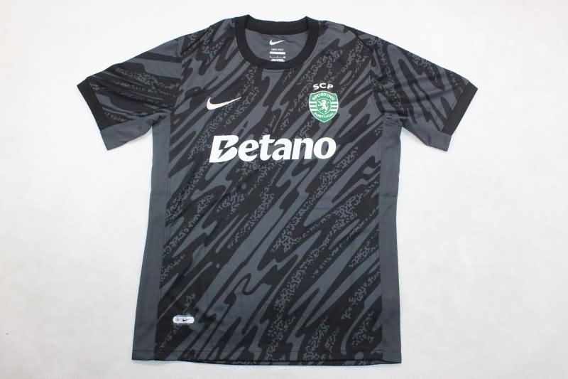 Thailand Quality(AAA) 24/25 Sporting Lisbon Goalkeeper Black Soccer Jersey