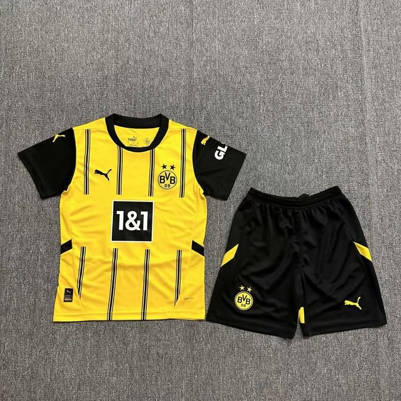 24/25 Dortmund Home Kids Soccer Jersey And Shorts Leaked