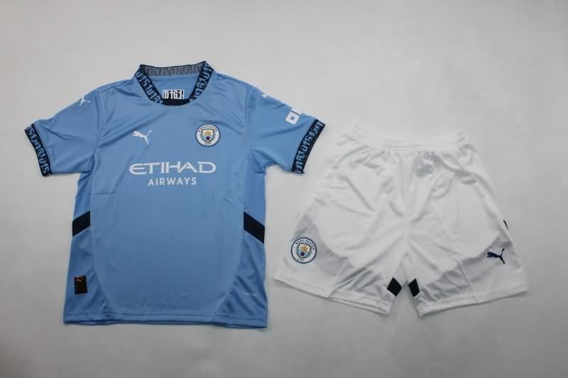 24/25 Manchester City Home Kids Soccer Jersey And Shorts (Player)