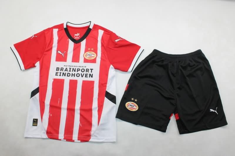 24/25 PSV Eindhoven Home Kids Soccer Jersey And Shorts