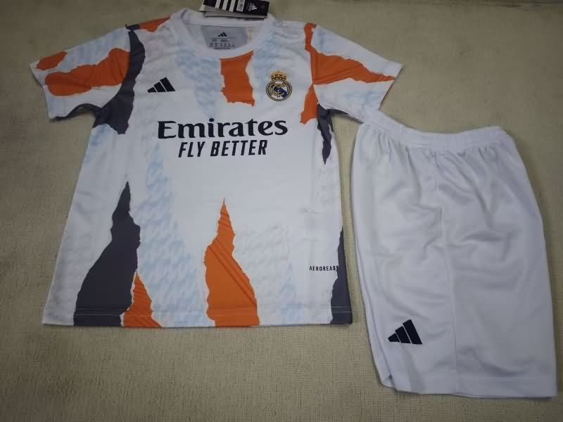 24/25 Real Madrid Training Kids Soccer Jersey And Shorts 02