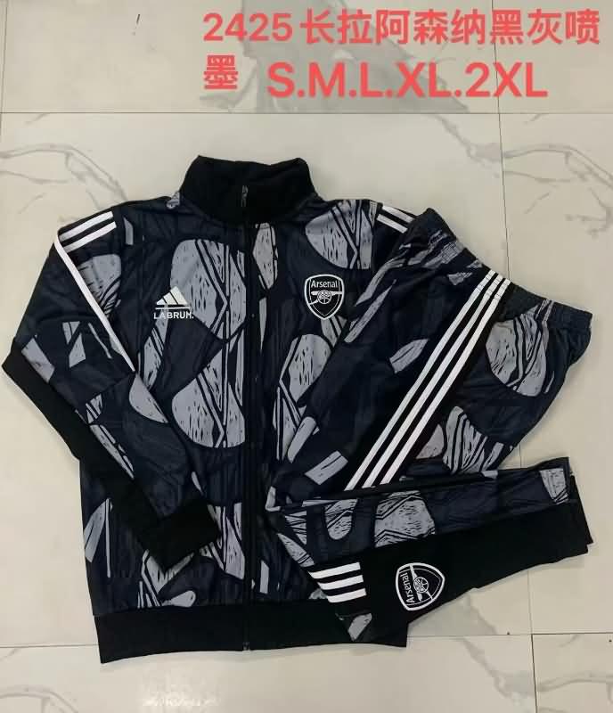 Thailand Quality(AAA) 24/25 Arsenal Black Soccer Tracksuit 02