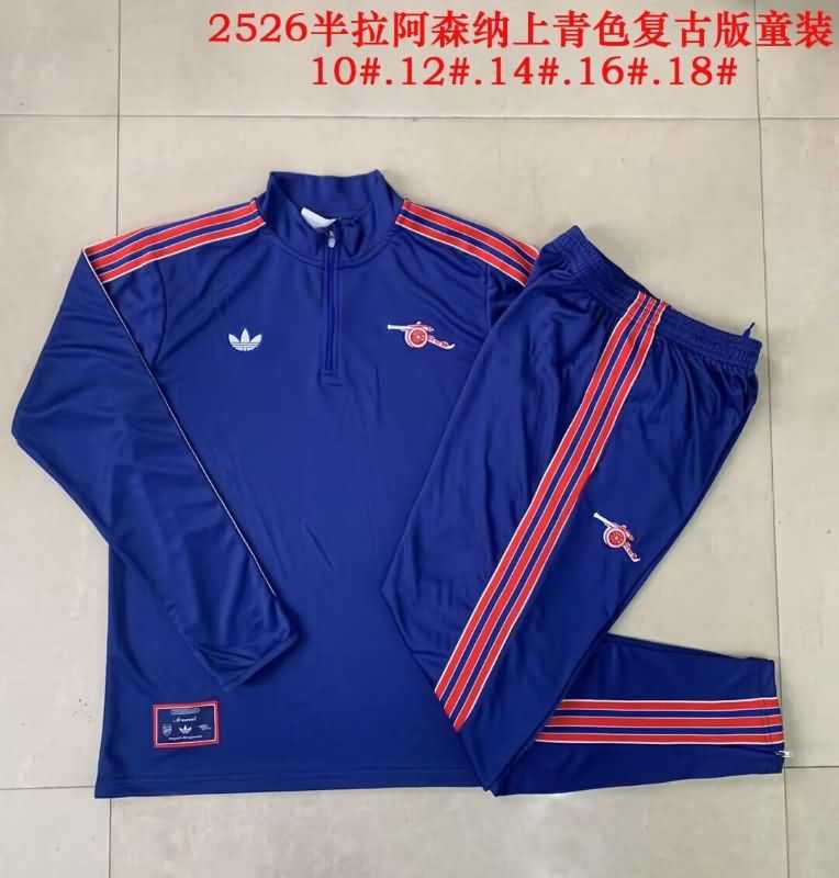 Kids - Thailand Quality(AAA) 24/25 Arsenal Dark Blue Soccer Tracksuit 02