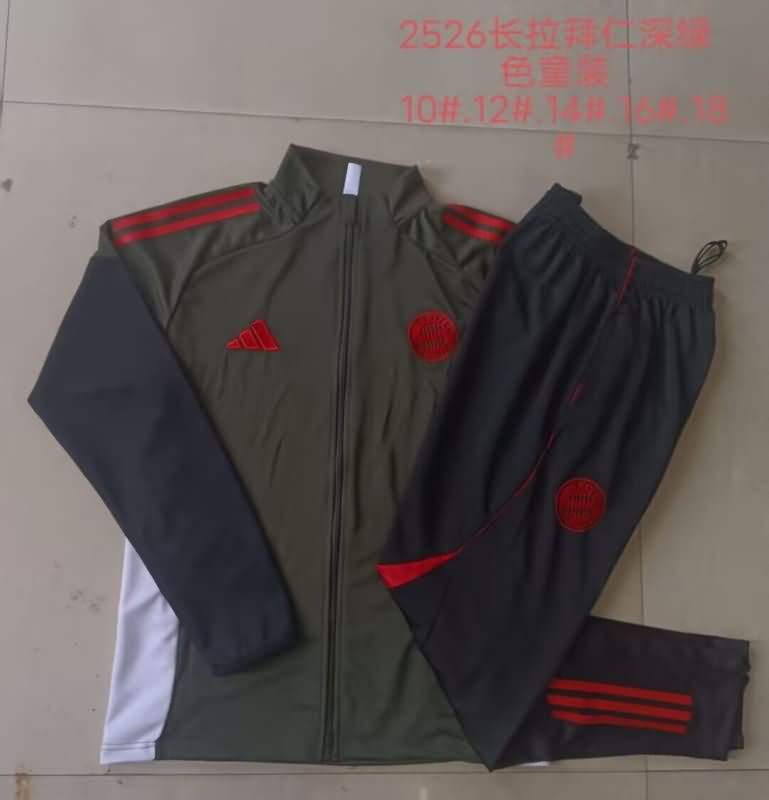 Kids - Thailand Quality(AAA) 24/25 Bayern Munich Dark Green Soccer Tracksuit
