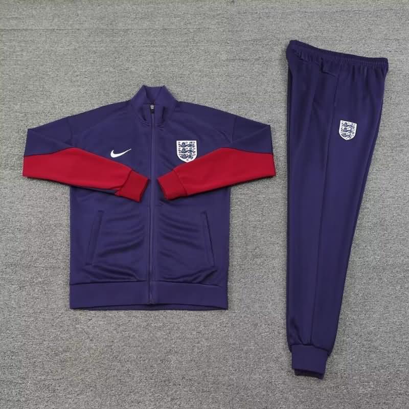 Thailand Quality(AAA) 2024 England Dark Blue Soccer Tracksuit 02