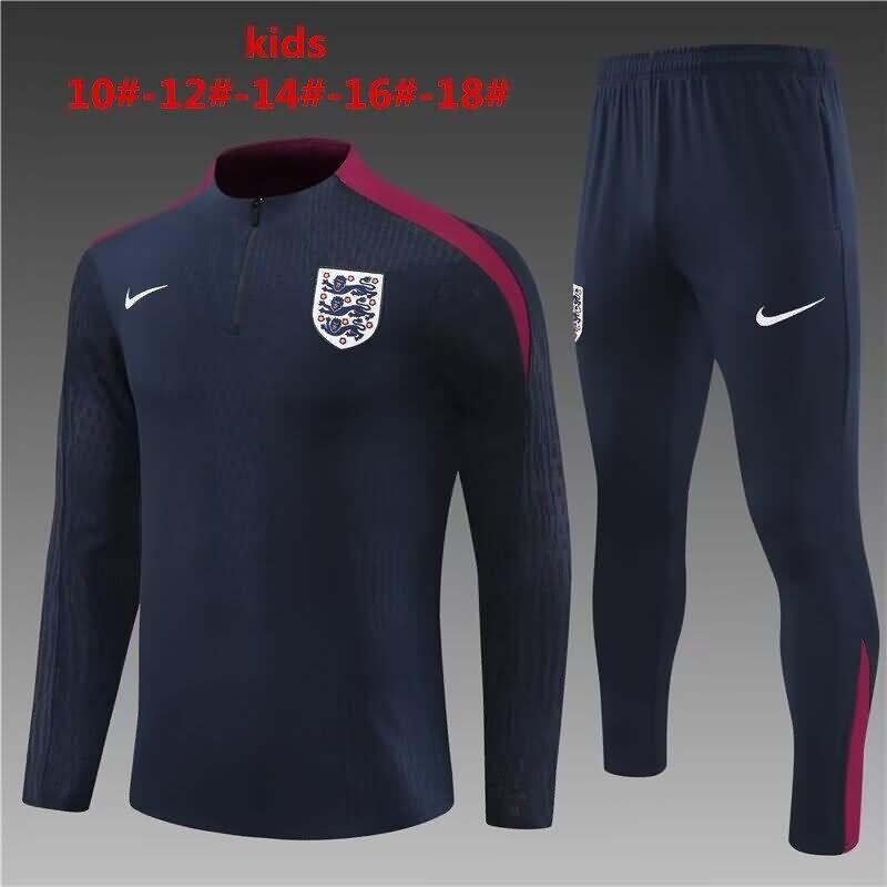 Kids - Thailand Quality(AAA) 2024 England Dark Blue Soccer Tracksuit