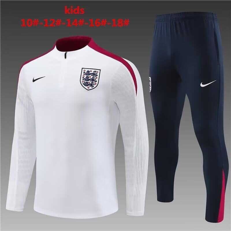 Kids - Thailand Quality(AAA) 2024 England White Soccer Tracksuit