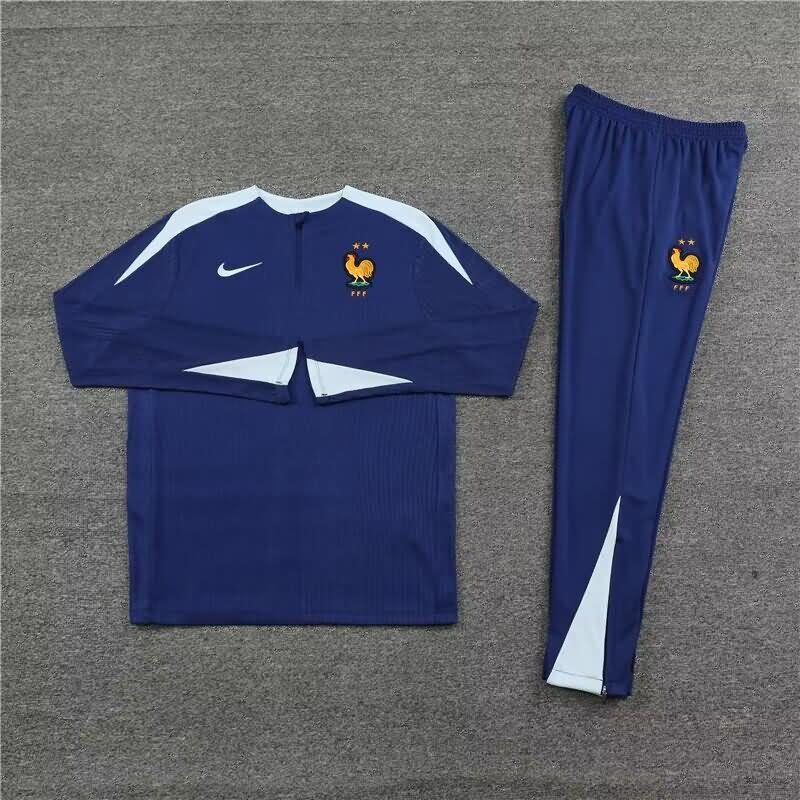 Thailand Quality(AAA) 2024 France Dark Blue Soccer Tracksuit