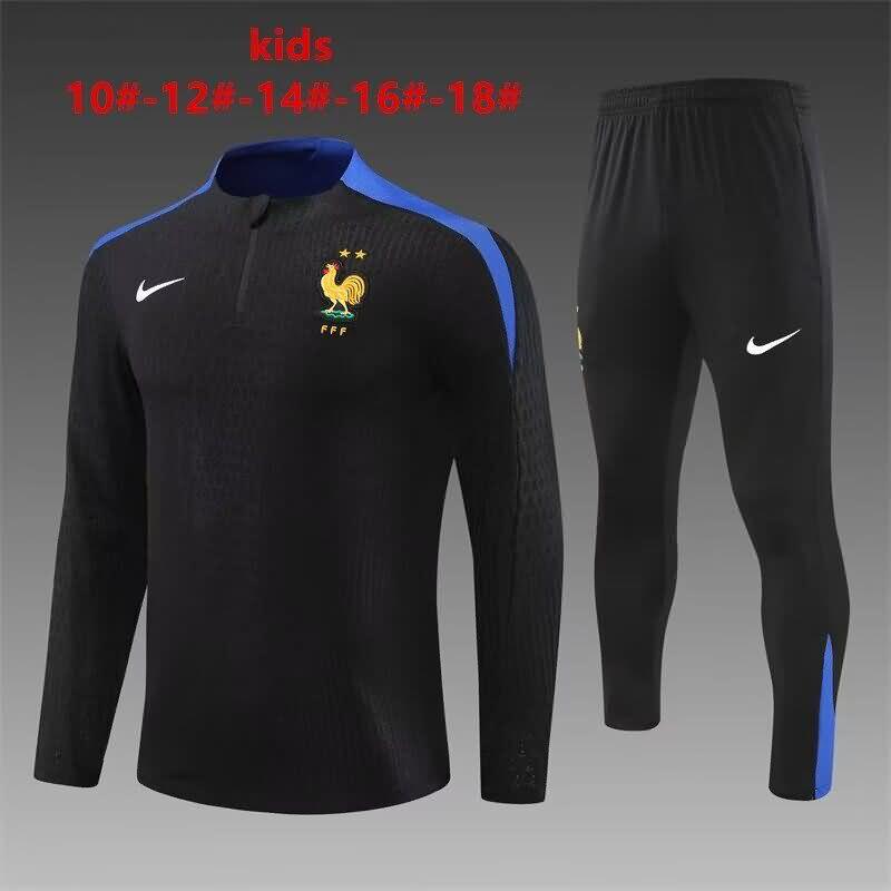Kids - Thailand Quality(AAA) 2024 France Black Soccer Tracksuit