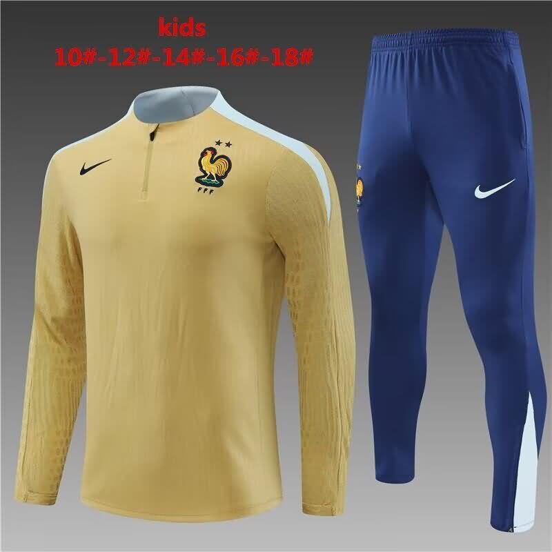 Kids - Thailand Quality(AAA) 2024 France Gold Soccer Tracksuit