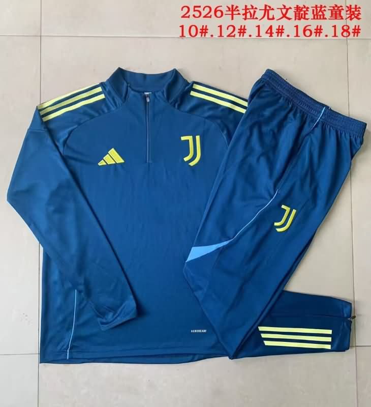 Kids - Thailand Quality(AAA) 24/25 Juventus Dark Blue Soccer Tracksuit 06