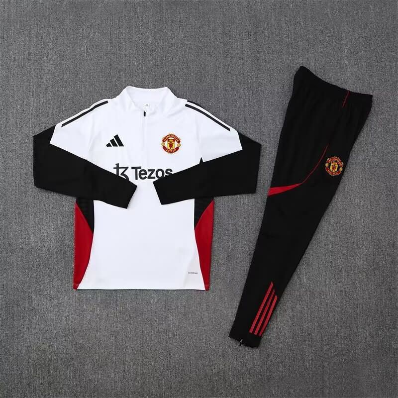 Thailand Quality(AAA) 24/25 Manchester United White Soccer Tracksuit 02
