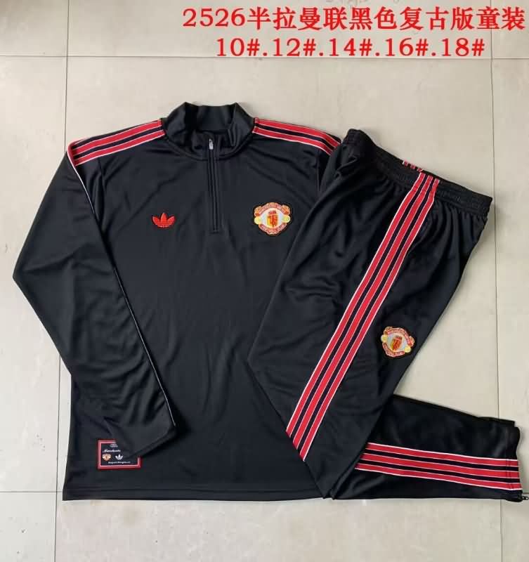 Kids - Thailand Quality(AAA) 24/25 Manchester United Black Soccer Tracksuit 06