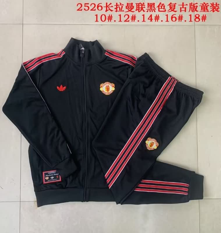 Kids - Thailand Quality(AAA) 24/25 Manchester United Black Soccer Tracksuit 07