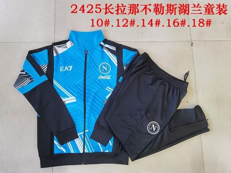 Kids - Thailand Quality(AAA) 24/25 Napoli Blue Soccer Tracksuit 02