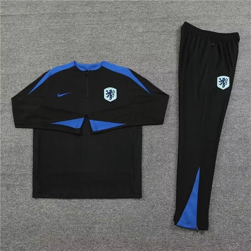 Thailand Quality(AAA) 2024 Netherlands Black Soccer Tracksuit