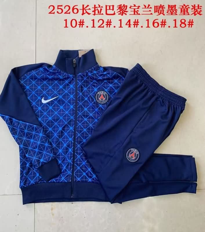Kids - Thailand Quality(AAA) 24/25 Paris St Germain Dark Blue Soccer Tracksuit