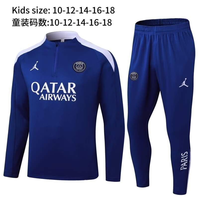 Kids - Thailand Quality(AAA) 24/25 Paris St Germain Dark Blue Soccer Tracksuit 02