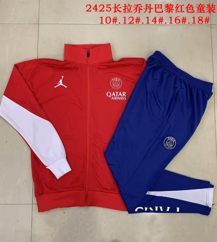 Kids - Thailand Quality(AAA) 24/25 Paris St Germain Red Soccer Tracksuit
