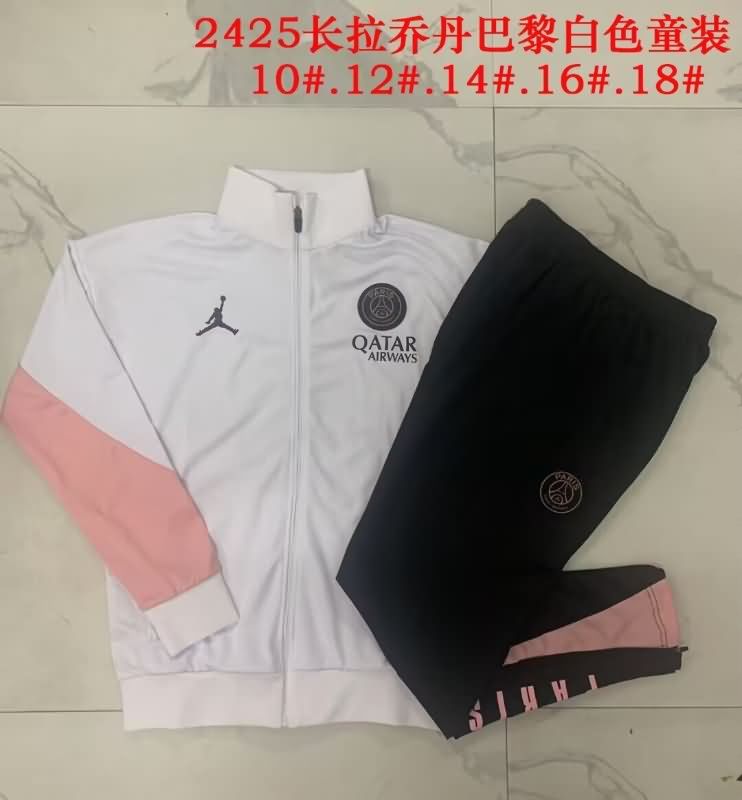 Kids - Thailand Quality(AAA) 24/25 Paris St Germain White Soccer Tracksuit 03