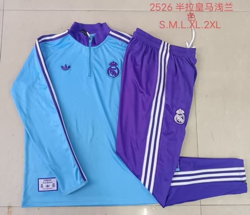 Thailand Quality(AAA) 24/25 Real Madrid Blue Soccer Tracksuit 04