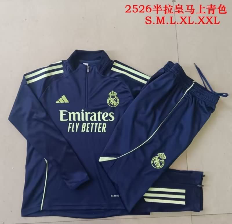 Thailand Quality(AAA) 24/25 Real Madrid Dark Blue Soccer Tracksuit 11