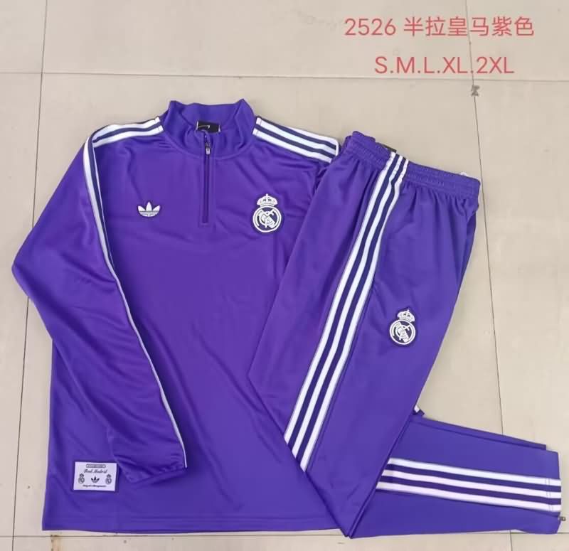 Thailand Quality(AAA) 24/25 Real Madrid Purples Soccer Tracksuit 04