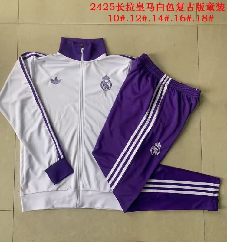 Thailand Quality(AAA) 24/25 Real Madrid White Soccer Tracksuit 11