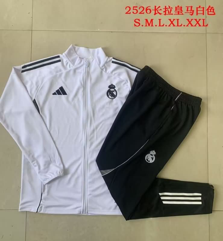 Thailand Quality(AAA) 24/25 Real Madrid White Soccer Tracksuit 12