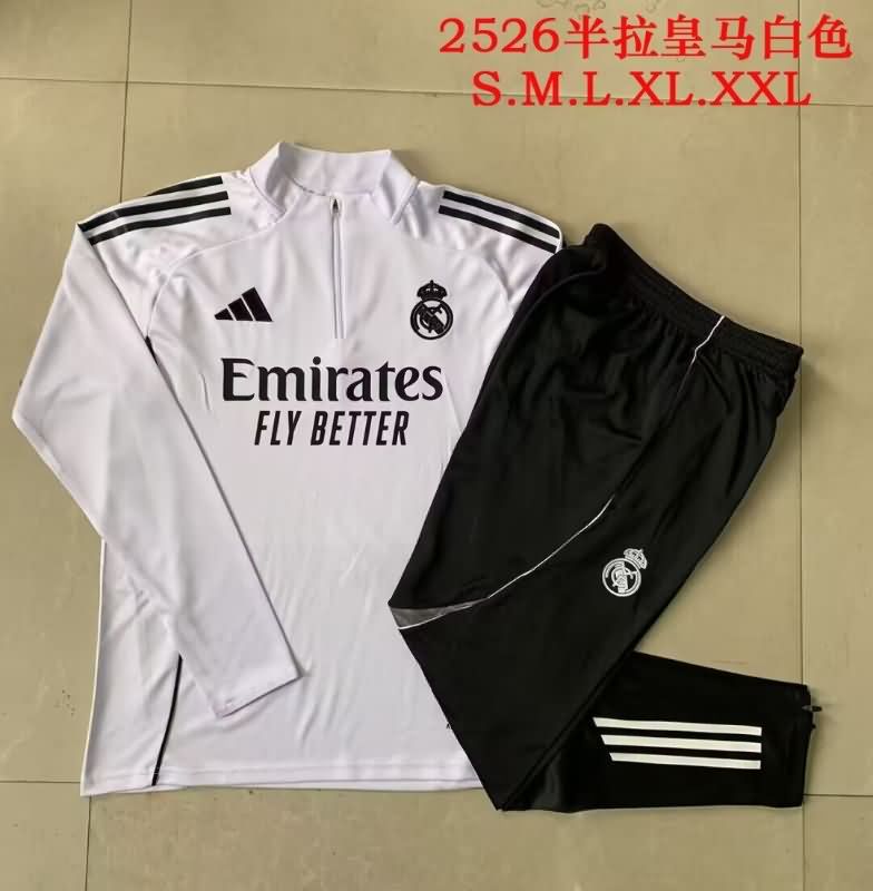 Thailand Quality(AAA) 24/25 Real Madrid White Soccer Tracksuit 13