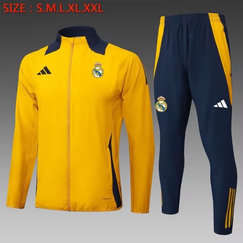 Thailand Quality(AAA) 24/25 Real Madrid Yellow Soccer Tracksuit 02