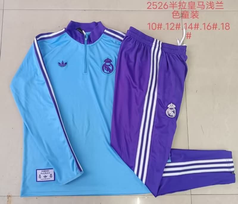 Kids - Thailand Quality(AAA) 24/25 Real Madrid Blue Soccer Tracksuit 02