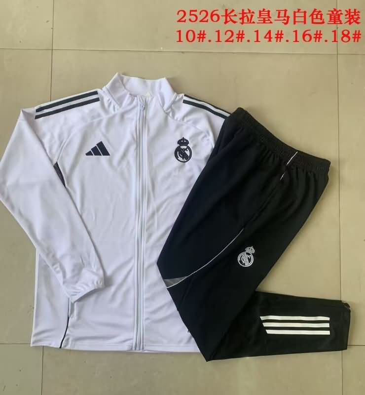 Kids - Thailand Quality(AAA) 24/25 Real Madrid White Soccer Tracksuit 04